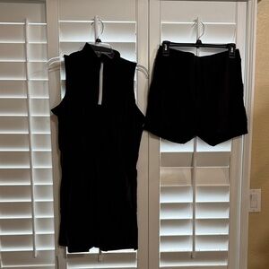 Black Tennis Sleeveless Dress and Shorts Set - Large